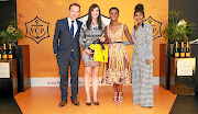 Veuve Clicquot director Thomas Bouleuc, Veuve Clicquot ELLE Boss winner Dr Judey Pretorius, Ndalo Media CEO Khanyi Dhlomo and MC Nomzamo Mbatha.