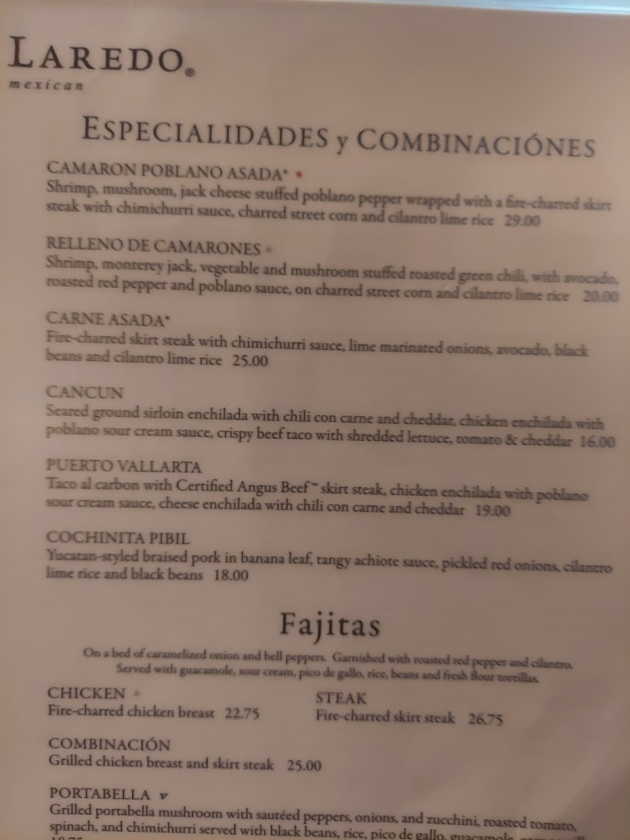 Cantina Laredo gluten-free menu