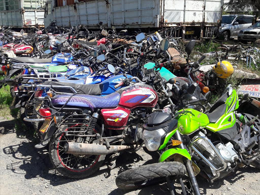Motorcycle wrecks at the Naivasha police station