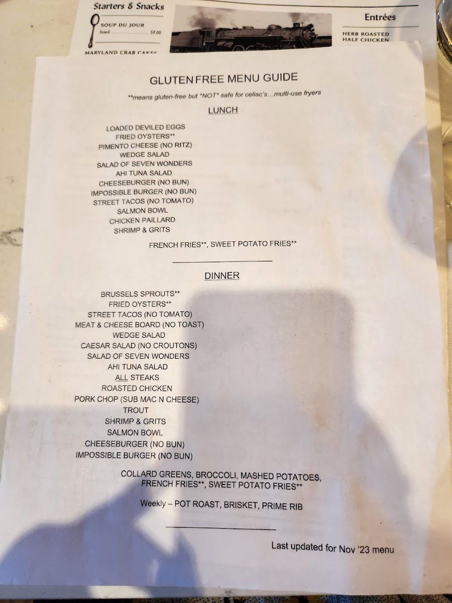 Commerce Kitchen gluten-free menu