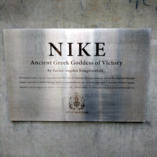 NIKE Ancient Greek Goddess of Victory by Pavlos Angelos Kougioumtzis Presented to the City of Vancouver by the City of Ancient Olympia, Greece, site of the original Olympic Games and source of the...