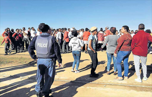 TAKING A STAND: Zukhanye Senior Secondary school pupils and Equal Education protested outside the school in Dimbaza yesterday Picture: SUPPLIED