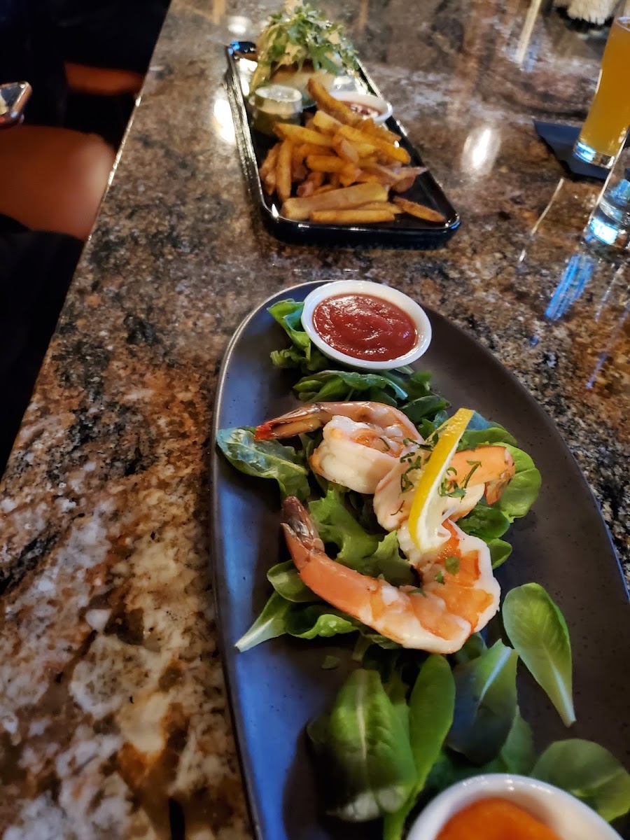 Shrimp cocktail with 2 sauces.