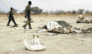 NO MERCY: The remains of an elephant that died from cyanide poisoning after visiting a sand-lick in the Hwange National Park Picture: