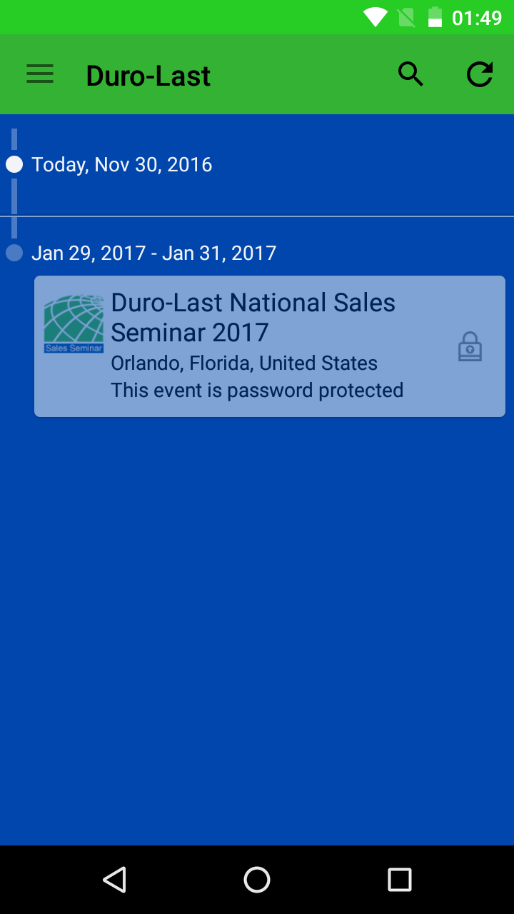 Android application Duro-Last Sales Seminar screenshort