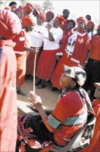 A traditional healer beats a drum during the opening of traditional healers hospital at Jane Furse in Limpopo. PIC: ELIJAR MUSHIANA. CIRCA MARCH, 2010