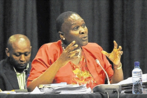 GRILLING: National Police Commissioner Riah Phiyega being cross-examined yesterday at the Marikana Commission of Inquiry about the shooting of miners by the police on August 16 last year. Photo: Tsheko Kabasia