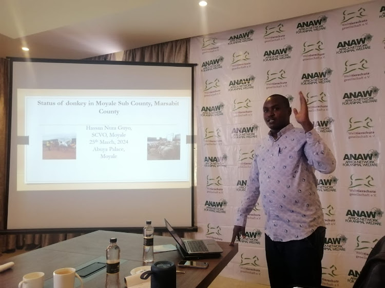 Moyale sub county veterinary officer Hassan Nura Guyo during a workshop organized by African Network for Animal welfare on Tuesday March 26, 2024 at Moyale border