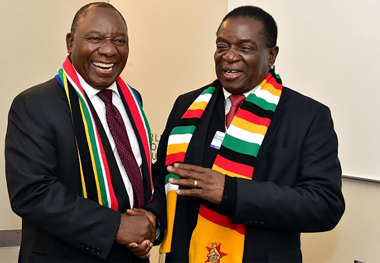 President Cyril Ramaphosa and Zimbabwean president Emmerson Mnangagwa. Picture: ELMOND JIYANE