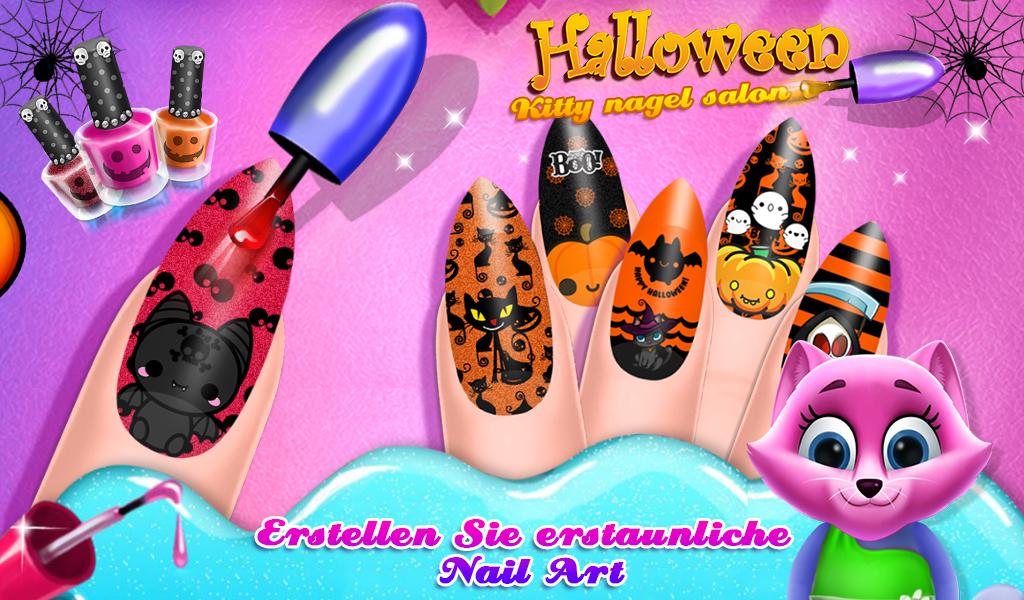 Android application Halloween Kitty Nail Salon screenshort