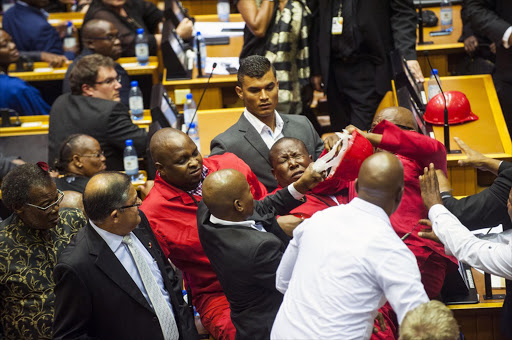 “We have seen that we are part of a police state.” — Julius Malema, after white shirts forced him and other EFF MPs out of parliament during the state of the nation address, February 12. File photo.
