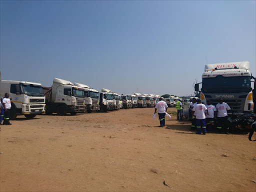 More than 100 trucks were parked at an old bus depot in Marabastad from where the drivers planned to march to the Union Buildings and hand over a memorandum.