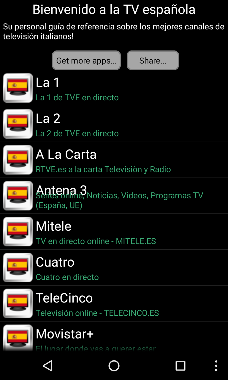 Android application Spanish TV screenshort