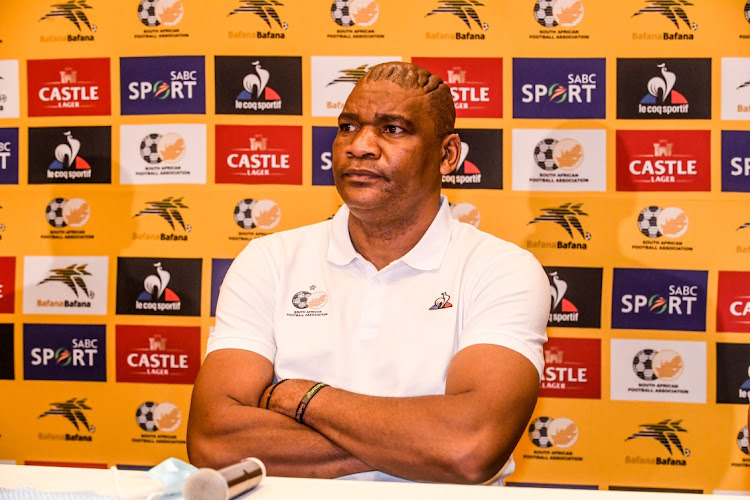 Then Bafana Bafana coach Molefi Ntseki during a media briefing at Hilton Hotel in Johannesburg on March 22, 2021.