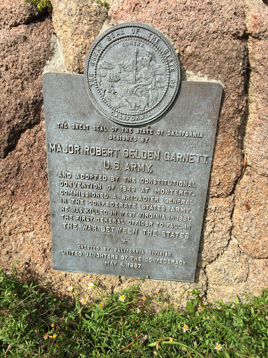 THE GREAT SEAL OF THE STATE OF CALIFORNIA DESIGNED BY  MAJOR ROBERT SELDEN GARNETT, U.S. ARMY,  AND ADOPTED BY THE CONSTITUTIONAL CONVENTION OF 1849 AT MONTEREY. COMMISSIONED A BRIGADIER...
