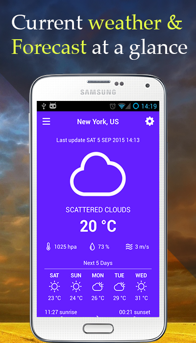 Android application Weather forecast: 5 days screenshort