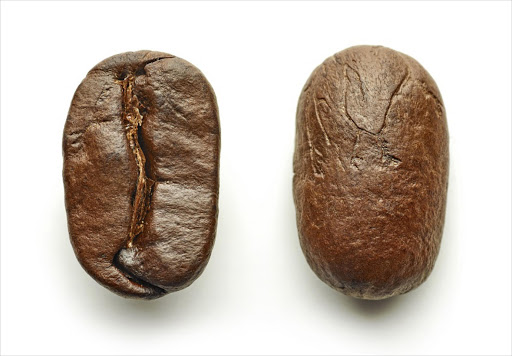 Coffee beans macro - Stock image