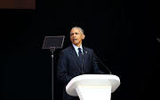Former US president Barack Obama delivers the 16th Nelson Mandela Annual Lecture at Wanderers Stadium, Johannesburg on July 17 2018