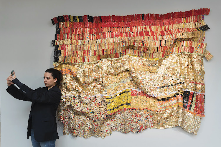 An artwork by Ghanaian artist El Anatsui titled New Layout.