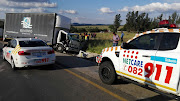 A truck driver is in a critical condition after a stone-throwing incident led to his truck crashing into another vehicle near Lanseria airport.