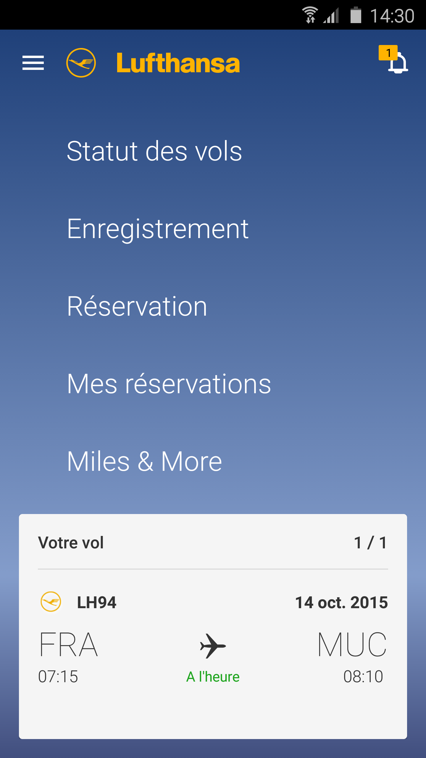 Android application Lufthansa screenshort
