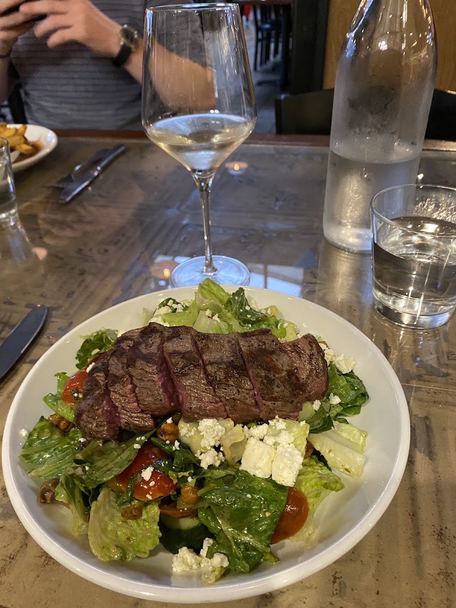 Chopped greek-ish salad with steak