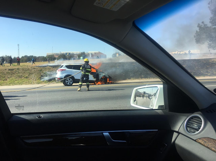 Ford Kuga goes up in smoke in Sandton, Johannesburg.