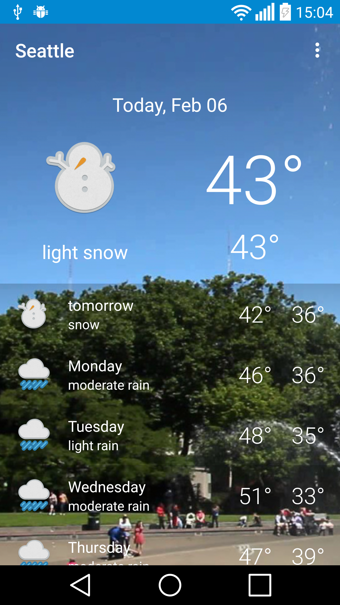 Android application Seattle - weather screenshort