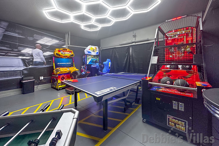 Fast and Furious-themed air-conditioned games room at this ChampionsGate vacation villa