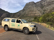 A Table Mountain National Park vehicle guards access to the place where a body was found on Tuesday.