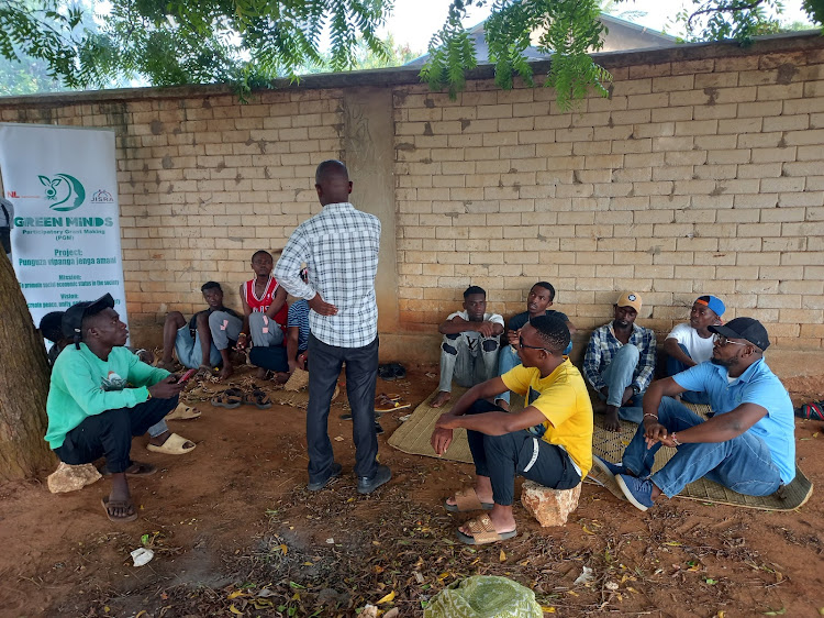 Young people attends a peace and an empowerment dialogue in Kombani, Kwale county, on Monday, April 15, 2024.