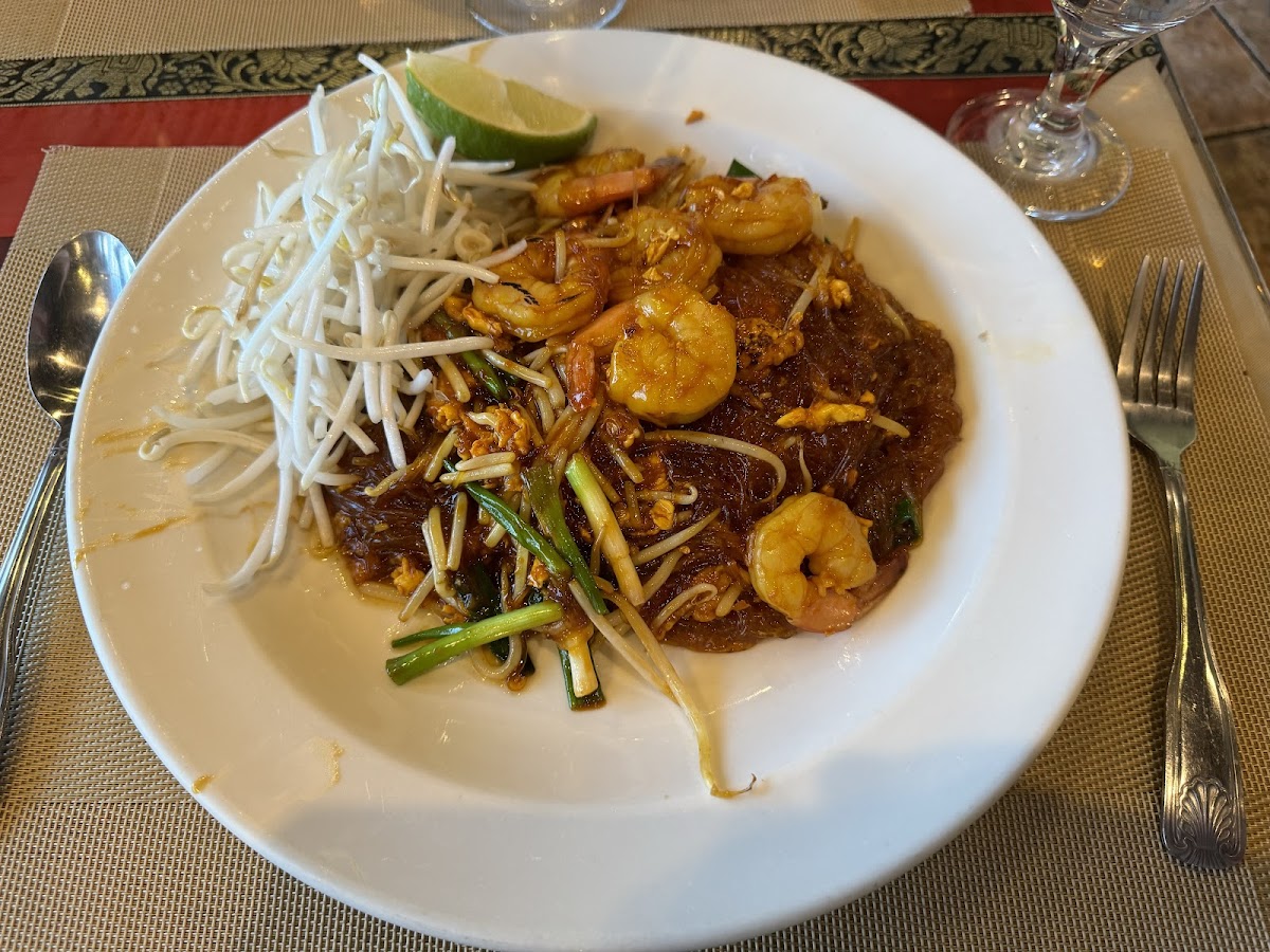 GF Shrimp Pad Thai with Glass Noodles. It tasted way better than it looks.