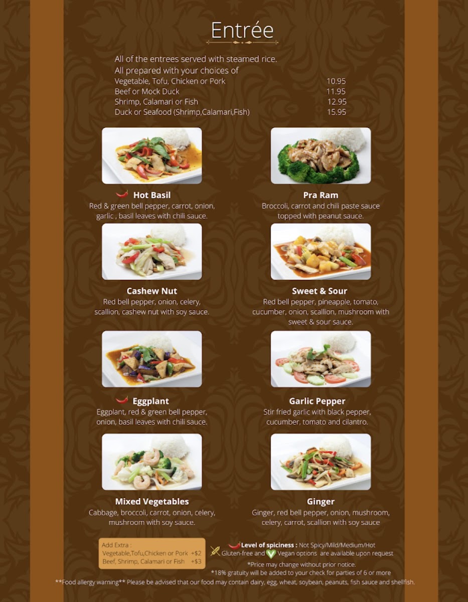 Little Thai Kitchen gluten-free menu