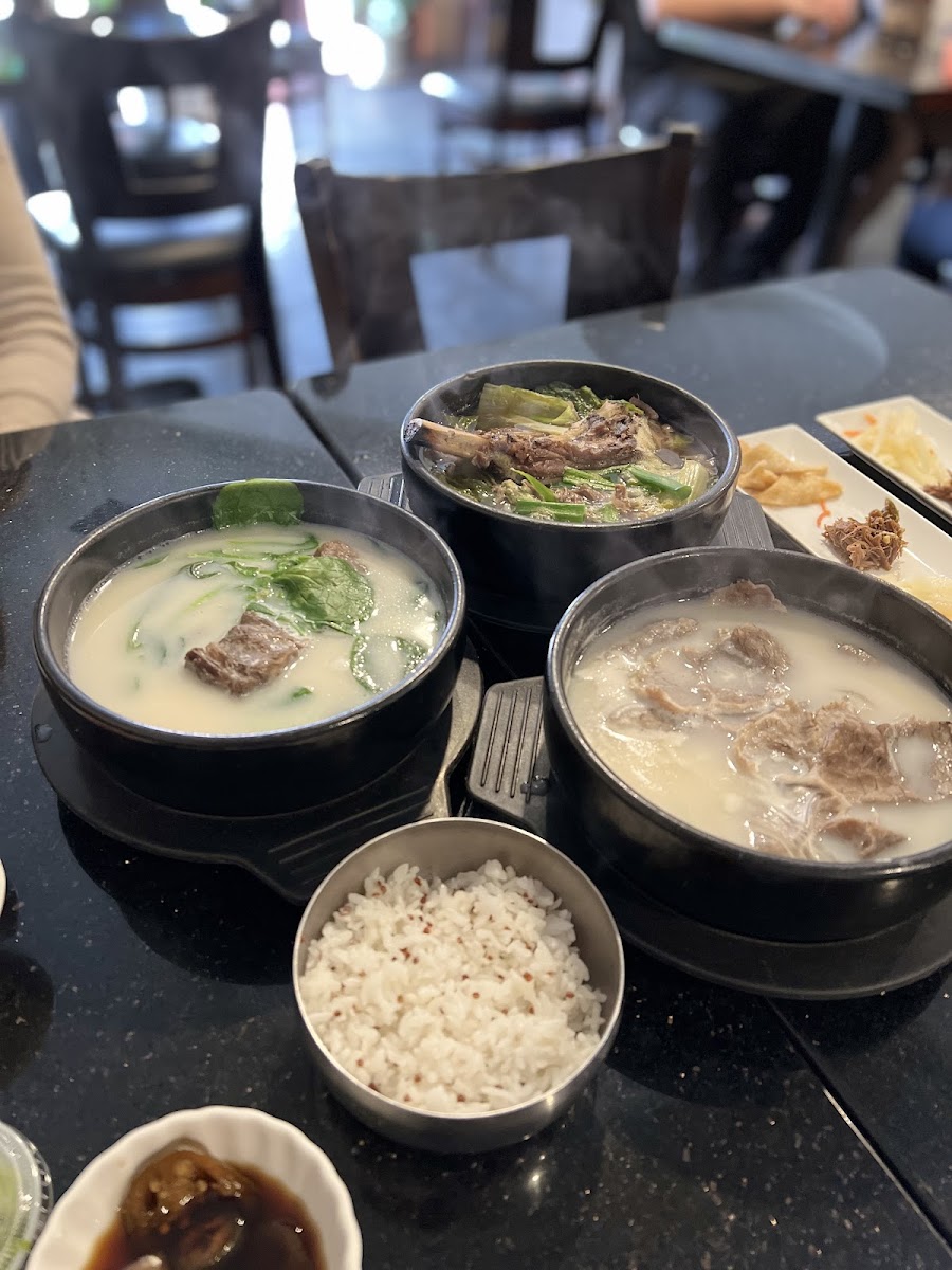 Brisket soup, oxtail soup, angus beef cabbage soup. Skip the appetizers except the Kimchi