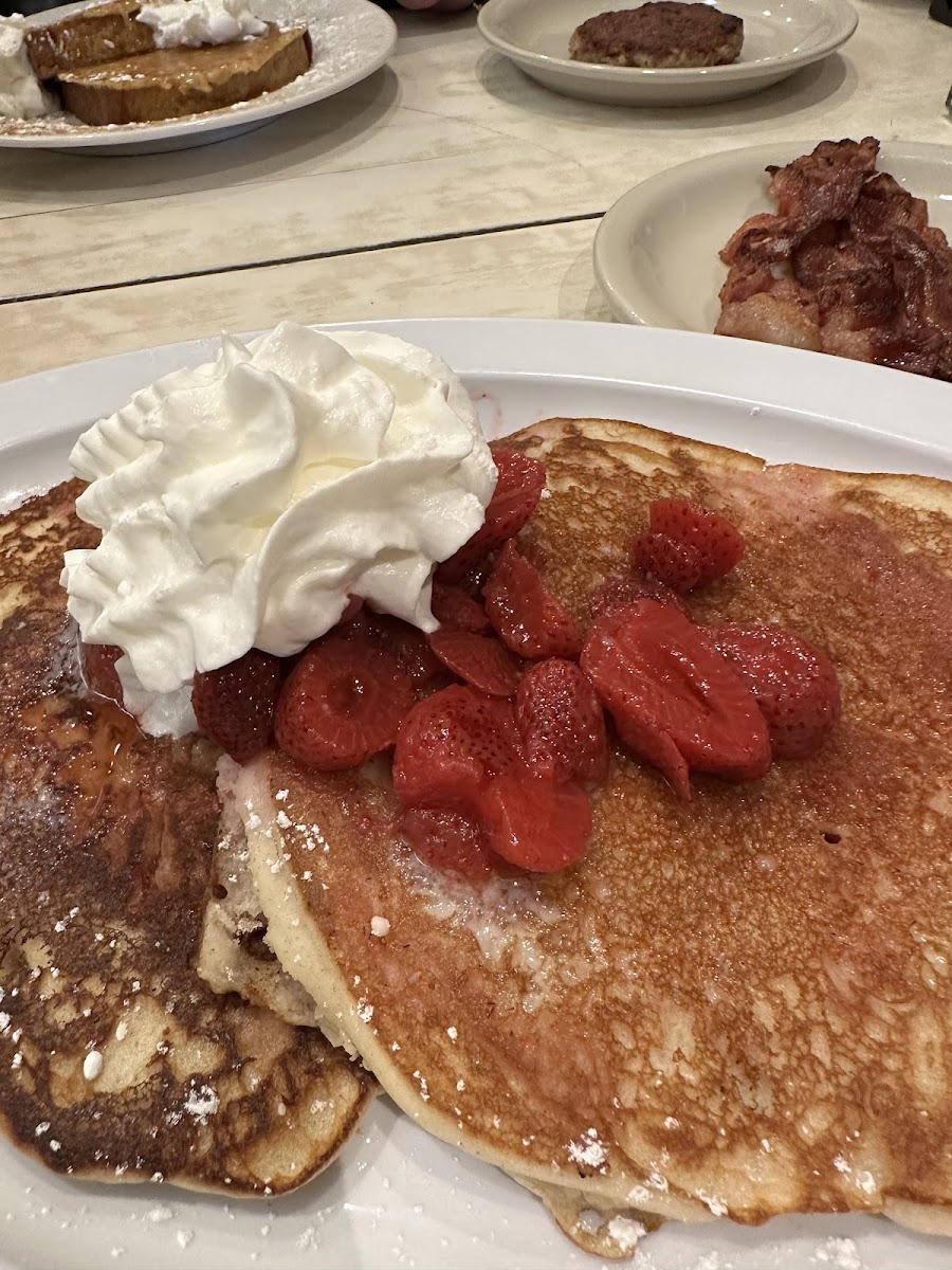 Gluten free pancakes with strawberries