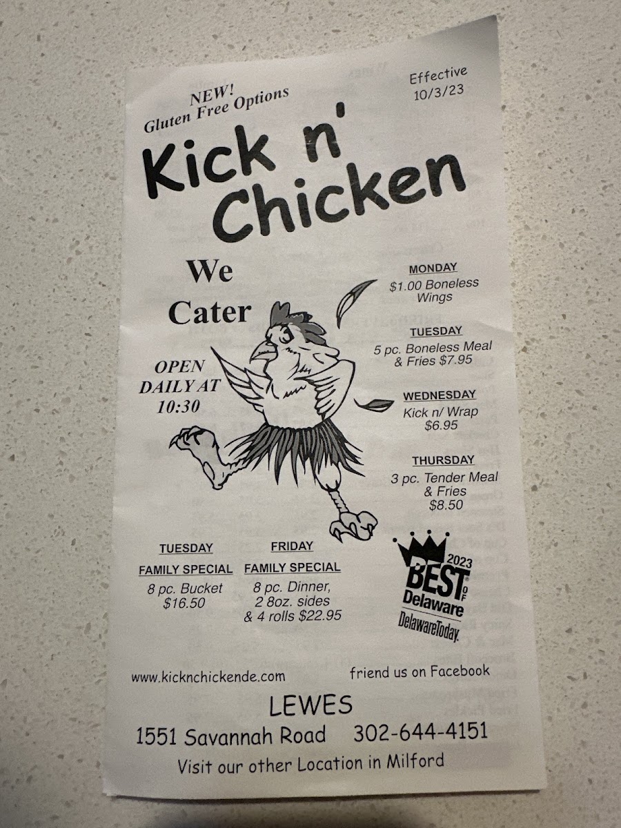 Gluten-Free at Kick n' Chicken