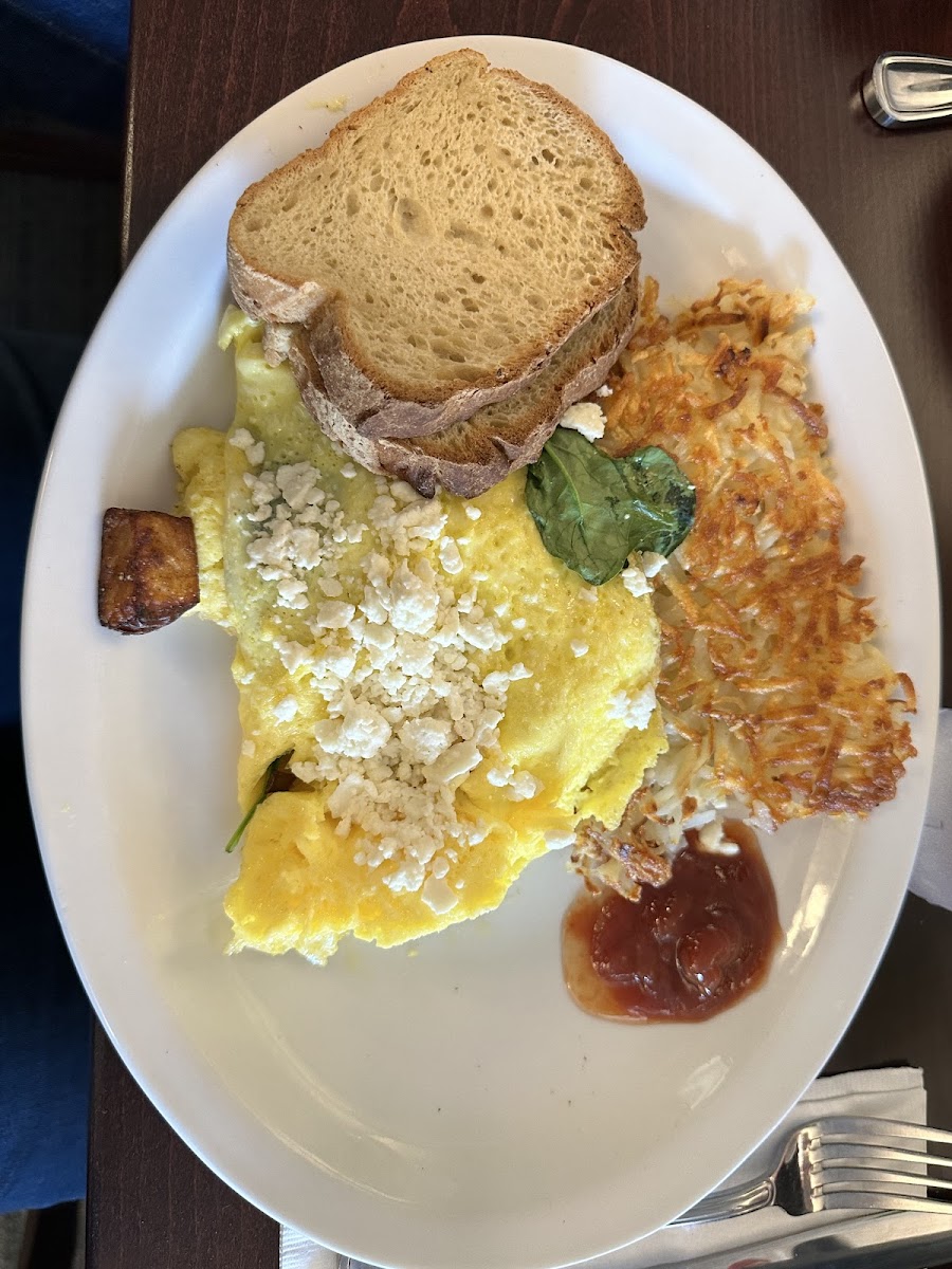 Spinach omelette and toast gf!