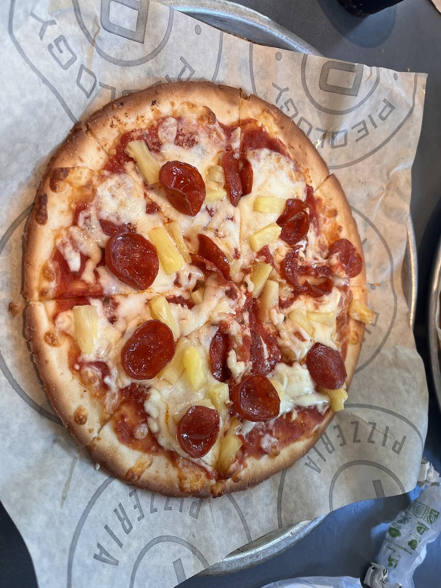 GF Pepperoni and Pineapple pizza