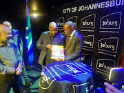 Joburg MMC for infrastructure and environment services Jack Sekwaila and mayor Kabelo Gwamanda unveil the city's water-security strategy at the Joburg Theatre.