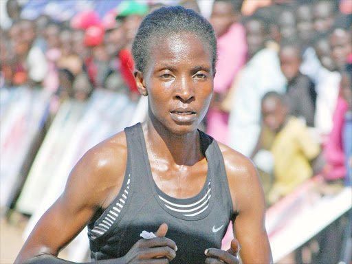 Margaret Agai running at this years Kalya Half Marathon. /STANLEY MAGUT