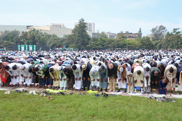 Hundreds of Muslim faithful gathered for Eid-ul-Fitr prayers at the Eastleigh High School Grounds on April 10, 2024