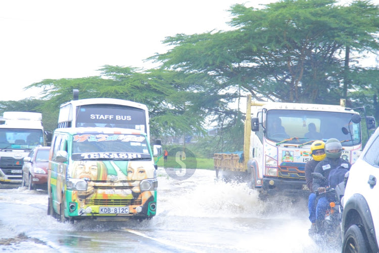 Roads flooded following heavy rains along Mombasa road on May 1, 2024.