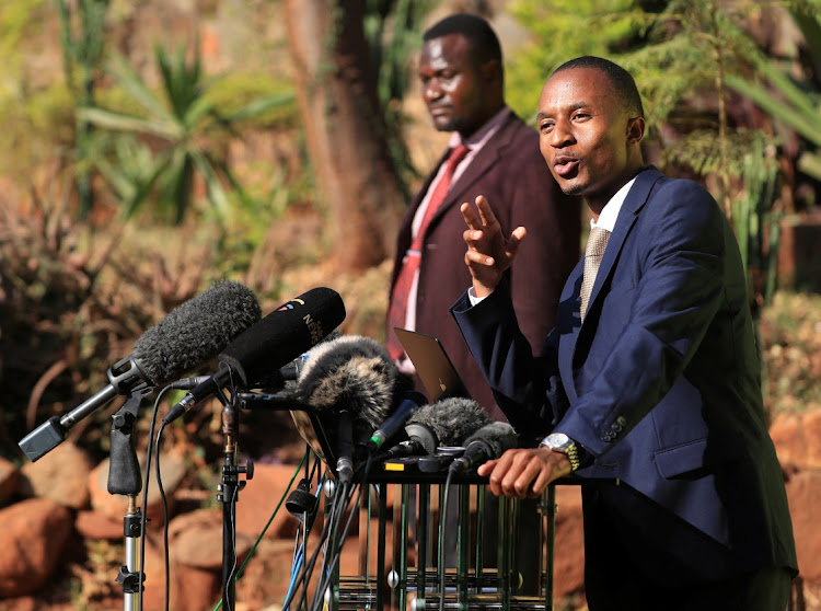 Ostallos Siziba of the main opposition party Citizens Coalition for Change speaks to media in Harare, August 29 2023. Picture: PHILIMON BULAWAYO/ REUTERS