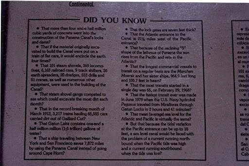 Facts about the Panama Canal, 1997, prior to the Panama Canal Expansion. Submitted by Janet Erickson.   