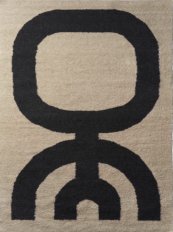 Carpet Dust, beige and black, Mohair, 226x300cm.