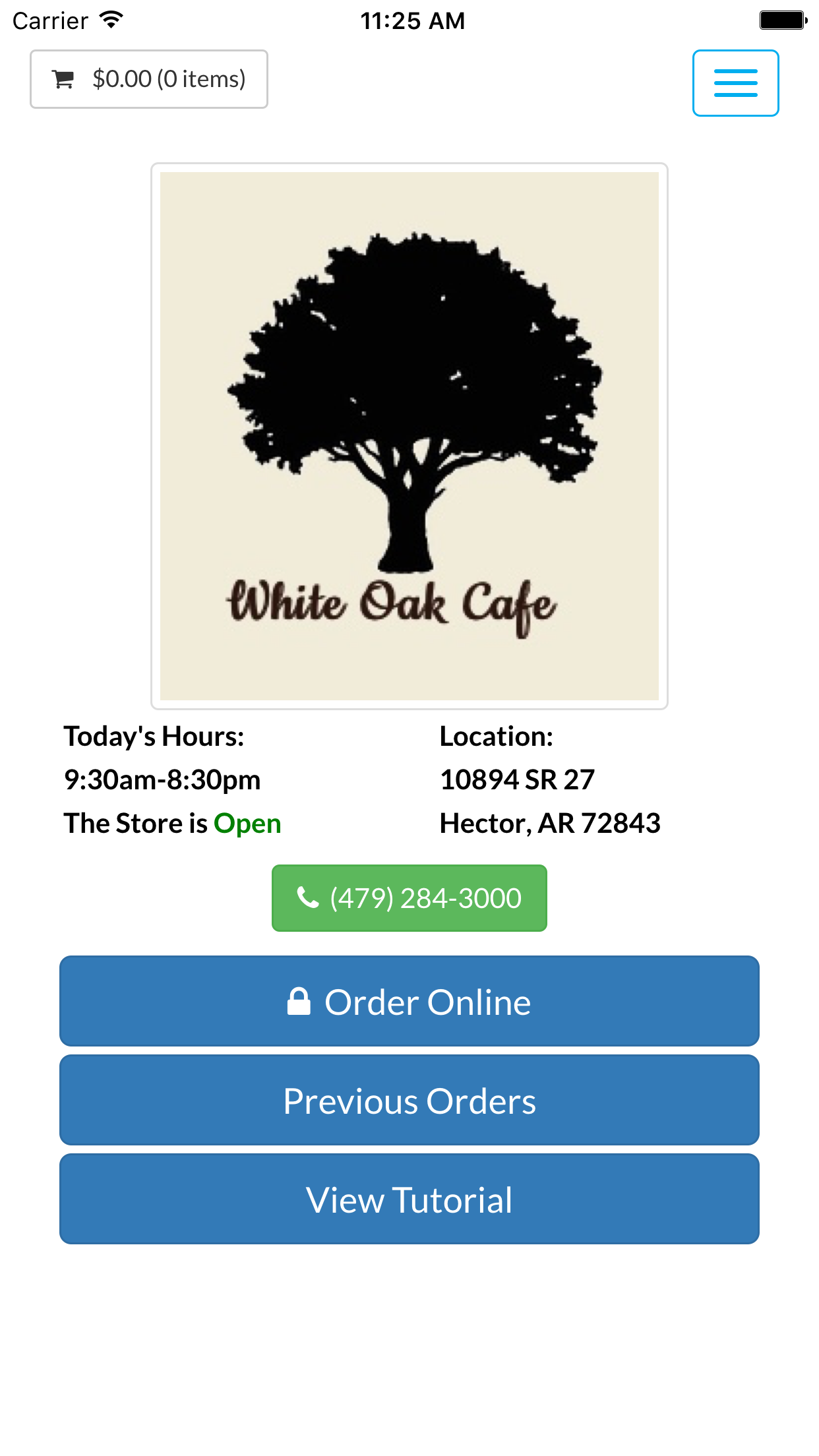 Android application White Oak Cafe screenshort