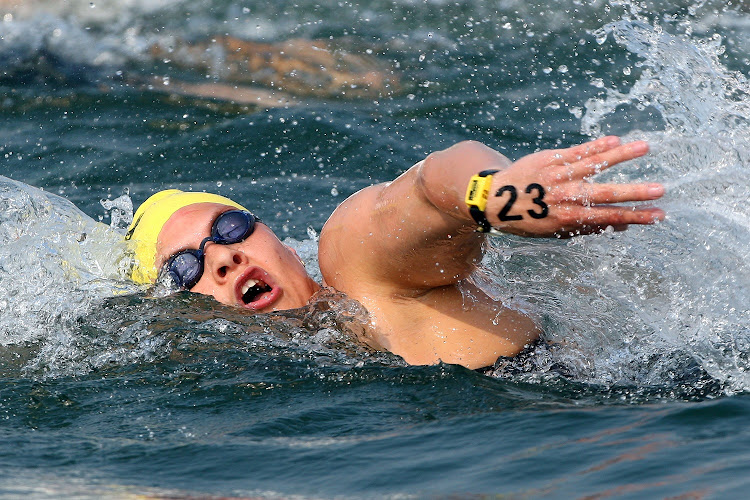 South Africa's Natalie du Toit finishes fourth in the 10km race at the open-water swimming world championships in Seville in 2008.