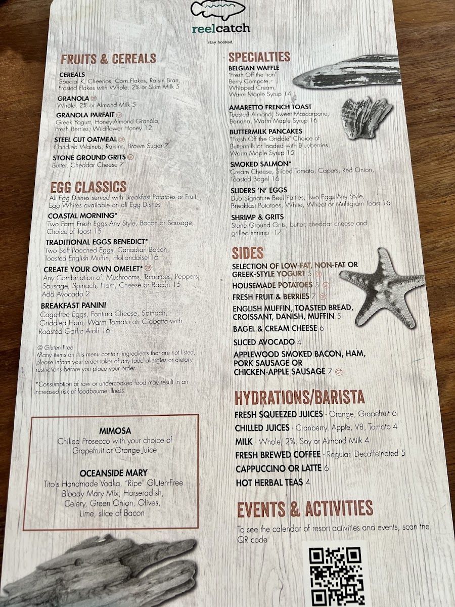 ReelCatch Restaurant gluten-free menu