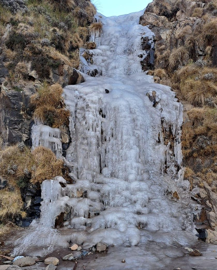 A frozen waterfall on Sani Pass in KwaZulu-Natal.