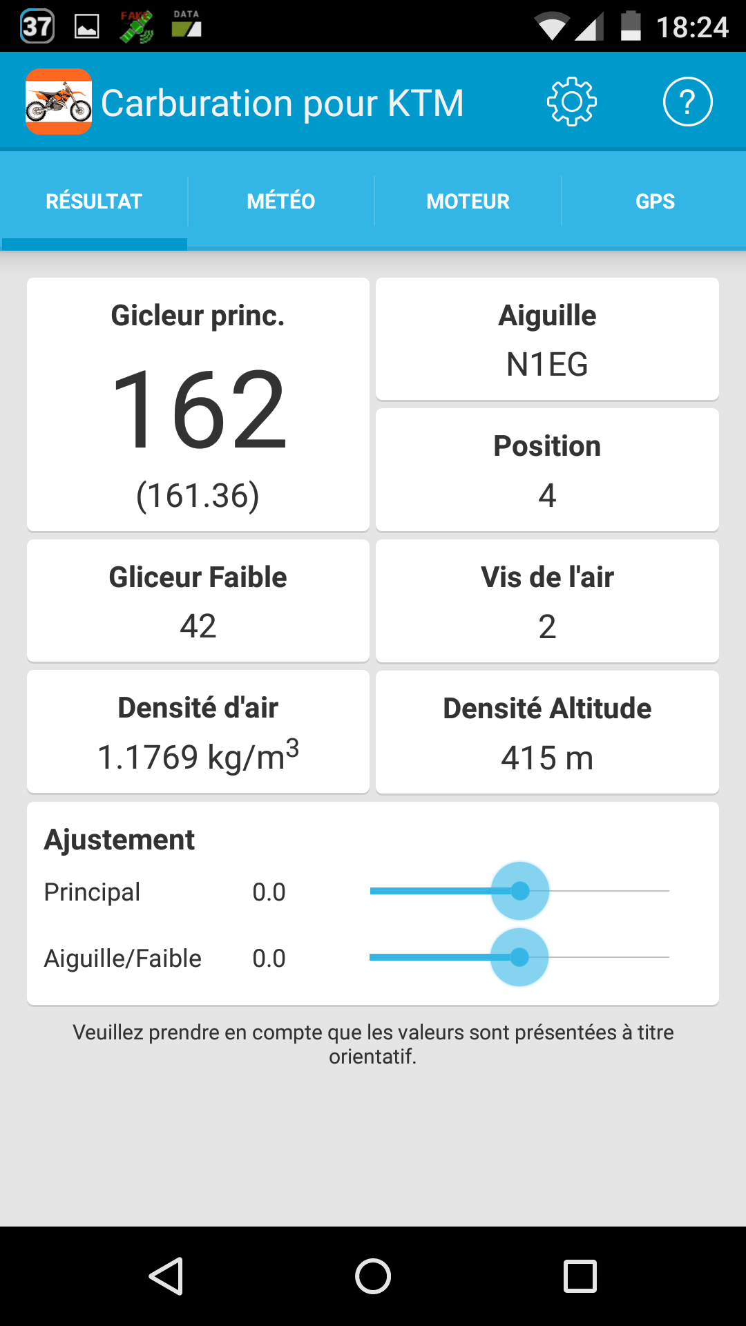 Android application Jetting For KTM dirt bike screenshort